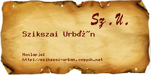 Szikszai Urbán névjegykártya